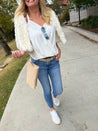 Milly Envelope Handbag (Nude Croc Stamped Leather)