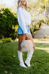Lucy Ostrich Feather Handbag (Nude/Cream)