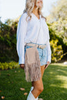 Dolly Fringe Handbag (Gray Suede)