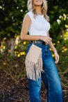 Dolly Fringe Handbag (Gray Suede)
