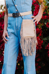 Dolly Fringe Handbag (Gray Suede)