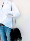 Lucy Ostrich Feather Handbag (Black)