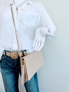 Milly Envelope Handbag (Nude Croc Stamped Leather)