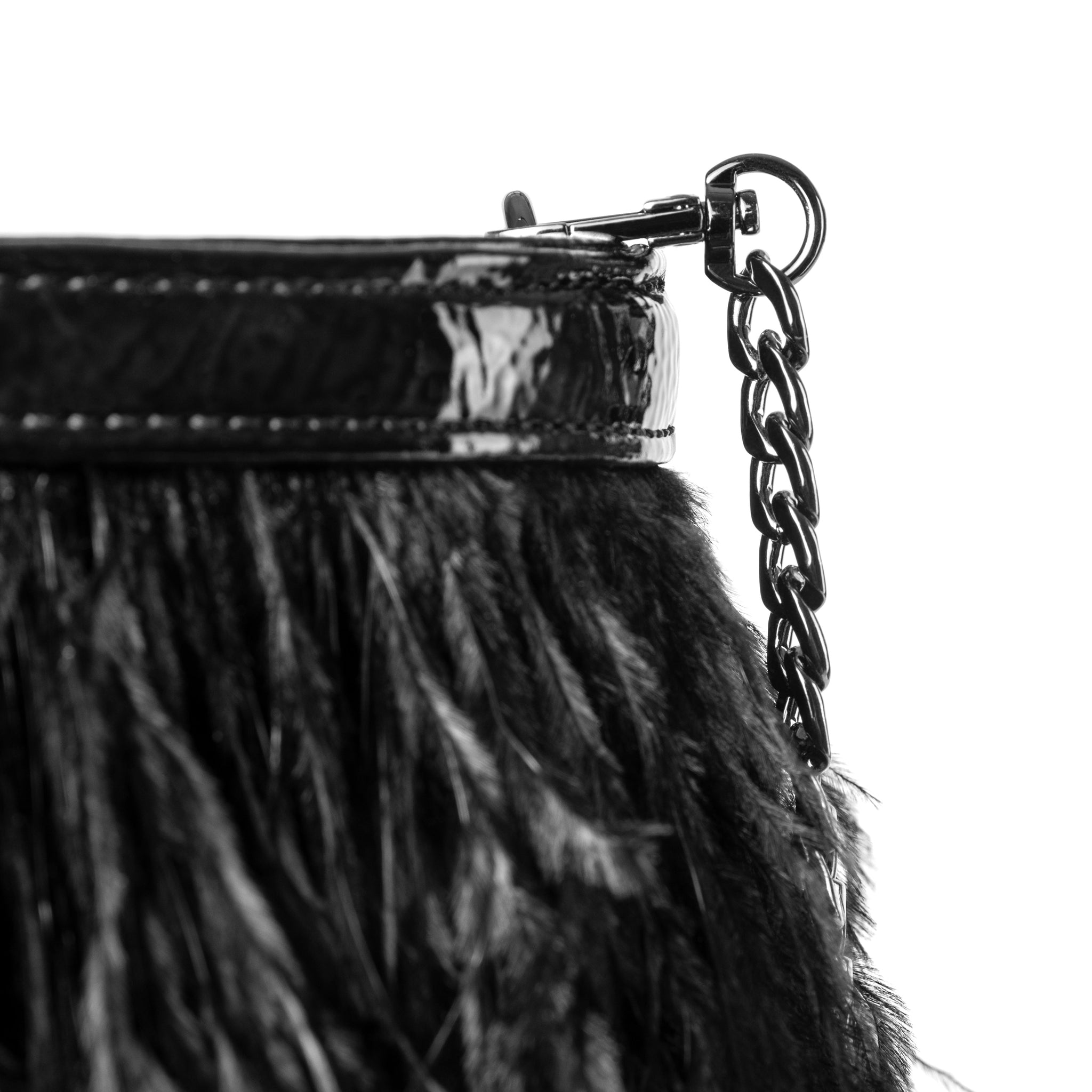 Wristlet Black Ostrich Feathers - Goldyfish Handbags
